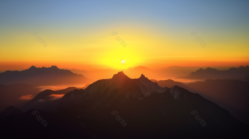 日落余晖山顶云海唯美自然,高清,摄影图,摄影图片,图片大全,摄影图免费下载